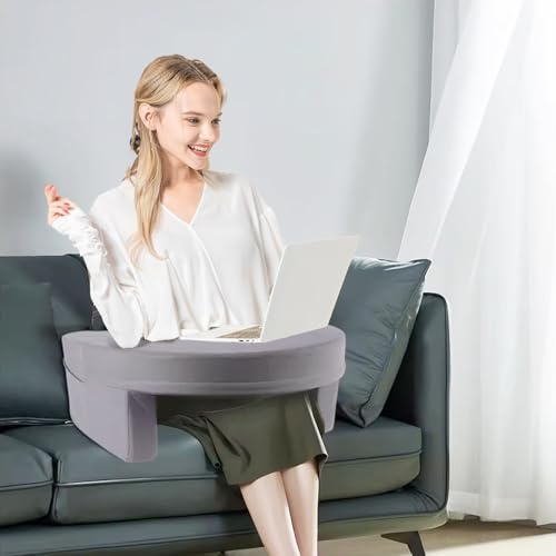 Laptop stativ – memory foam halkfritt tyg kudde söt sängbricka med sidofickor, ergonomisk spelkudde bokhållare säng laptop bord