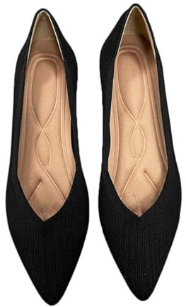ticticlily Ballerines Femme Pointue Tricot Chaussure Confortable Slip on Plats A Noir 40 EU