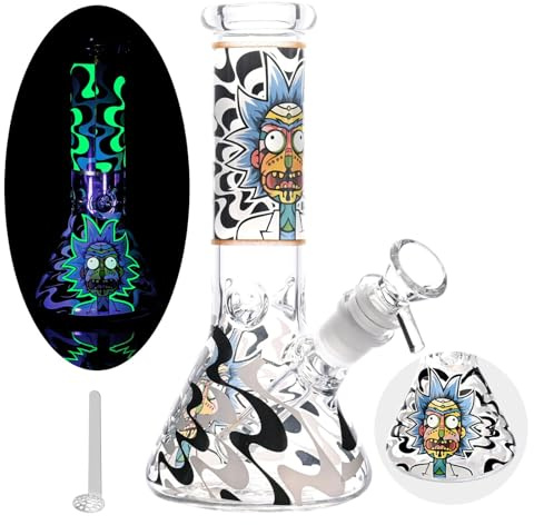 Bong in vetro luminoso Masenyee da 20 cm con braciere da 14,5 mm e filtro, Glasbong per fumatori, Bong robusto e spesso, compatto da trasportare, pipa ad acqua Chillum (Jade White)