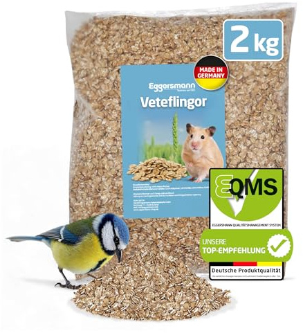 Eggersmann volaris Veteflingor 2 kg – näringsrik fågelmat för vilda fåglar – naturligt vete perfekt som fågel-, kyckling- och gnagarmat – vildfågelmat året runt och energirik