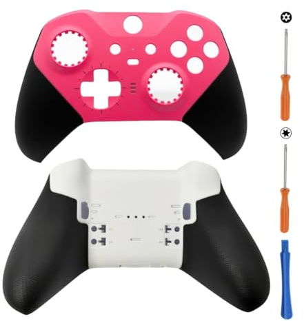 Hzxkqmil Vordere und Hintere Schale Ersatz-Gehäuse Abdeckung Benutzerdefinierte Hülle Faceplate Zubehör für Xbox Elite Wireless Controller Series 2, Rosenrot + Weiß