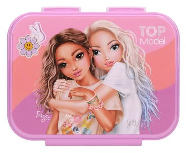 Depesche 13408 TOPModel Girl Power - boîte à goûter en Violet, avec Motif de modèle et Lots colorés, boîte à déjeuner avec 3 Compartiments et Couvercle à charnière