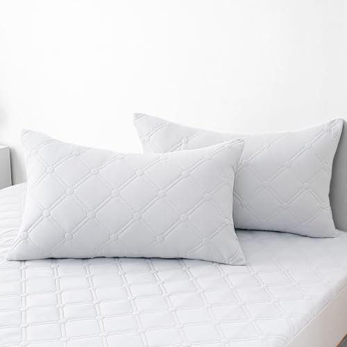 Ystyle Federe Cuscino Letto Impermeabili 50x80cm (Set di 2), Federe Copricuscini Letto Antigraffio, Federa da Cuscino Antiacaro, Chiusura a Busta, Ipoallergico Lavabili Resistenti, Bianco