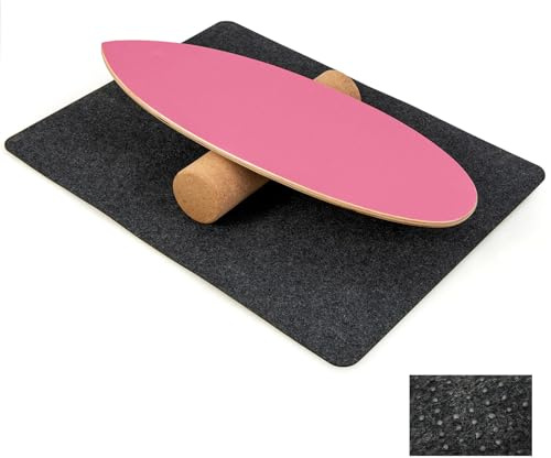 COSTWAY Balansbräda av trä, balansbräda, balanstränare trickboard för hemmet, inklusive korkroll, balanstavla pressad av 8 högkvalitativa trälager