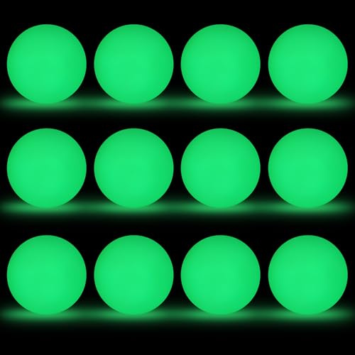 Elcoho 6 Pcs Round Ice Hockey Balls, Glow in the Dark Party Pucks, Green Floor Puck Bulk with Drawstring Bag for Youth Adults Outdoor Indoor Sports Games Practicing & Training, 2.6 x 2.6 Inch
