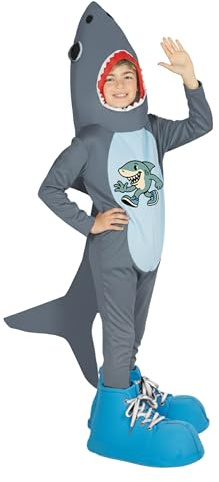 FIESTAS GUIRCA | Costume da Squalo per Bambini Sharkboots (10-12 Anni) - Cappuccio, Tuta e Scarpe - Costumi da Animali Marini per Carnevale, Halloween e Feste in Maschera - Ideale per Bambini