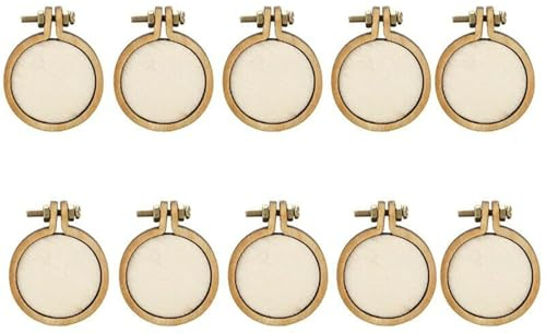 Broderiram set med 10 eller 20 träbroderiringar, mini för korsstygn, handgjorda, för hantverk, cirkelsömssats (10 st)