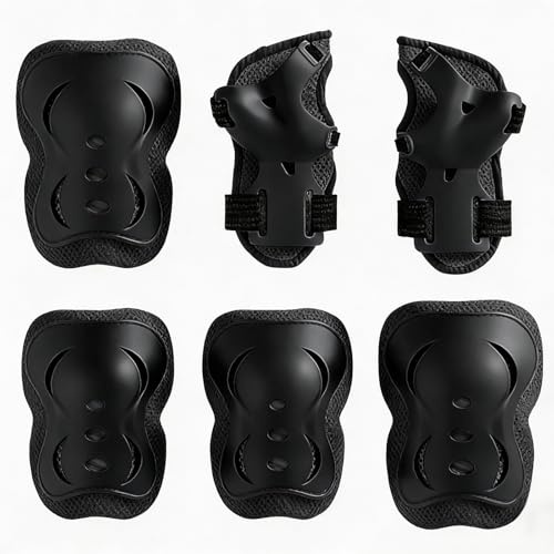 Knee Pads for Kids, 6 Pcs Knee and Elbow Pads for Children, Kids Skateboard Knee Pads, Full Protection & Breathable Design, Suitable for Skateboarding, Roller Skating, Biking