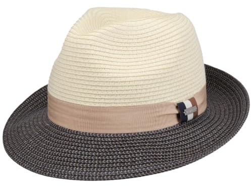 bugatti Sombrero de Paja Merswick Bogart Mujer/Hombre - Sol Primavera/Verano Primavera Verano - L (58-59 cm) Natural-Azul Oscuro