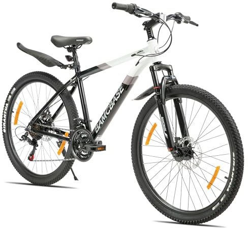 HILAND Rockford mountainbike 27,5 tum MTB män & kvinnor, 21 växlar cykel med skivbroms för män kvinnor, aluminiumram hardtail, unisex vuxna cykel, vit
