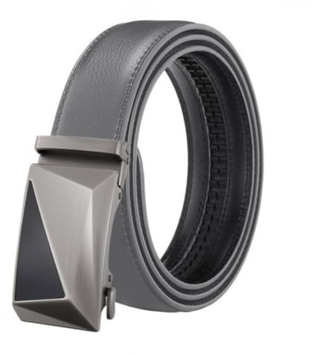 JUJNTNT Mens Automatic Ratchet Belt, Brushed Metal Sliding Buckle, Adjustable Waist Belt for Men Business Casual, Smooth Cut to Fit Belt for Suit Trousers and Jeans