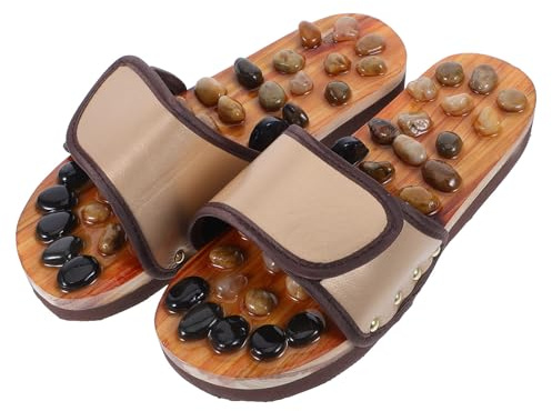 MINAOLULUS 1pair Pebble Massage Slippers for Women Foot Acupoint Stimulation Therapeutic Sandals with Pebble Particles Comfortable Foot Therapy Shoes for Home Office Outdoor Use