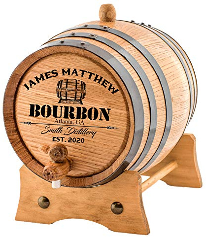 Personalized - Custom American White Oak Bourbon Aging Barrel - Oak Barrel Aged (5 Liters, Black Hoops)