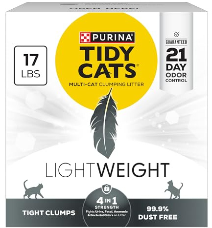 Purina Tidy Cats LightWeight 4-In-1 Strength Multi-Cat, Odor control, Clumping, 99.9 Percent Dust Free Cat Litter - 17 lb. Box