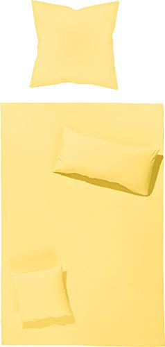 Erwin Müller Bettwäsche-Set Renforcé Würzburg, Uni gelb Größe 80x80 cm / 135x200 cm - strapazierfähig und temperaturausgleichend, mit Reißverschluss