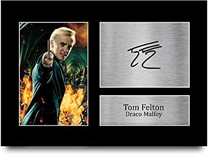 HWC Trading Gerahmtes signiertes Foto A4 von Tom Felton Harry Potter Draco Malfoy für Fans des Films