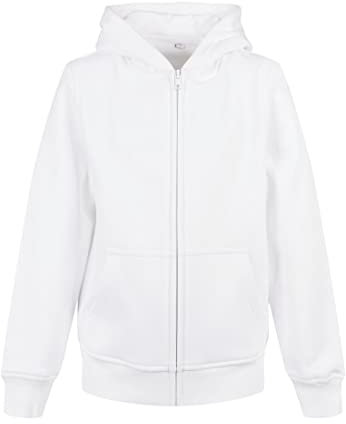Build Your Brand Kinder Sweatshirtjacke Organic Basic Kids Zip Hoody, Farbe White, Größe 158/164