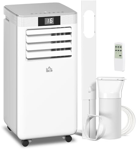 HOMCOM 7000 BTU Air Conditioning Unit, 4-in-1 Portable Air Conditioner, Dehumidifier, Cooling, Fan, Sleep Mode, with Remote Control, LED Display, 2 Speeds, 24H Timer, Window Venting Kit, 15m²