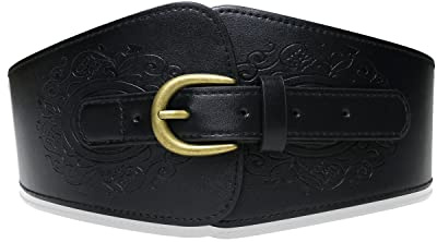 Namzi Corset Belt for Women, Thick Wide Belt for Dresses, Ladies' Black Leather Belt, Adjustable 30-36 inches / 76-92 CM