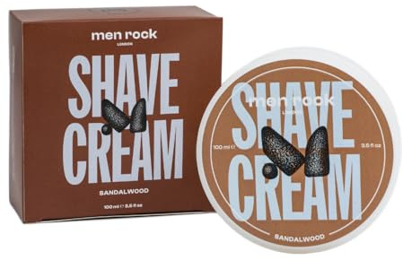 Men Rock Sandelholz Rasiercreme - Nassrasiercreme mit Sandelholz & Schwarzem Pfeffer für Herren, 100ml