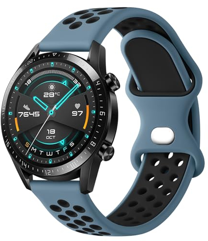 Wanme für Huawei Watch GT 4 46mm Armband/Huawei Watch GT 3 46mm / GT 3 Pro 46mm / GT 2 46mm / GT 2 Pro/GT 2e für Herren Damen, 22mm Silikon Armbänder Atmungsaktives Wasserdichtes Sport Ersatzarmband