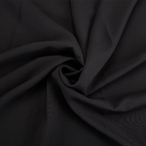 BENECREAT 5m/ 5.5 Yards einfarbiger Chiffon-Stoff, 150cm Breiter Durchsichtiger Schwarzer Chiffon-Stoff, Nähmaterial für Hochzeitskleider, Party-Hintergrund, DIY-Bastelarbeiten