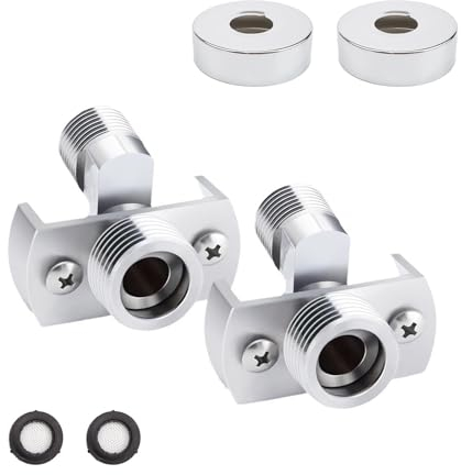 AMONENZ 2 Pezzi Valvola ad Angolo Universale, Adattatore per Rubinetto Doccia, Flessibile Adattatori per Rubinetto da Doccia, per Risolvere Perdite Acqua, Valvola Regolazione Acqua