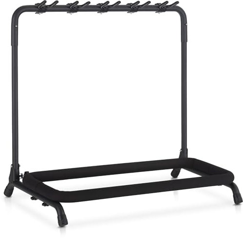 Classic Cantabile 5-fach Multi-Gitarrenständer - Ständer für Gitarren und Bässe - Zusammenklappbar für einfachen Transport - Verstellbare Halsstützen - Schaumstoffpolsterung - Metallkonstruktion