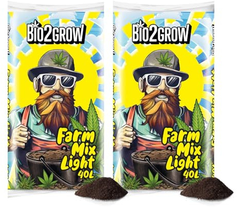 Bio2Grow Farm Mix Light 40 liter 2 säckar – inomhus och utomhus blomjord för växter, lätt blandning