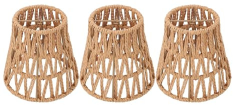 3PCS Faux Rattan Lampen Schirme Bohemian Style Papier Geflochten E14 Glühbirne Clip auf Dekorativem Lampen Schirm für Tisch Boden Lampen