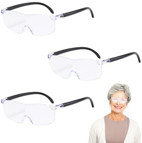 3 Pairs 300% Magnifying Glasses,3X Magnify Vision Magnifying Glasses,Hands Free Magnifying Eyeglasses for Reading/Crafts/Jewellers/Hobbies and Close Work(Non Lighted Magnifier）