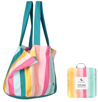 Dock & Bay Everyday Beach Tote Bag - Reusable Beach Handbag & Shopping Carrier - Coastal Candy