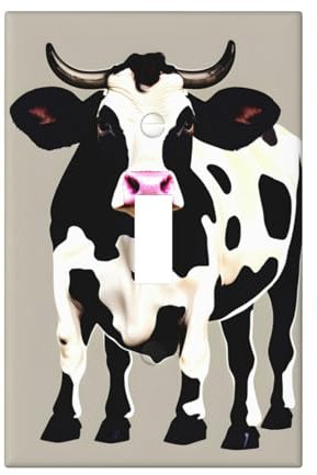 Cubiertas de salida con estampado de puntos negros de vaca, 1 placa de pared de tamaño estándar, cubiertas de placas frontales de policarbonato de doble salida