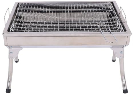 Bärbar kolgrill, grill, vikbar bärbar träkol 46,5 x 32,5 x 31,5 cm rostfritt stål BBQ för camping, resor, vandring