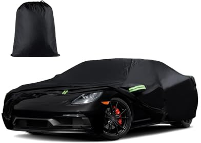 E-SMARTER Car Cover Waterproof All Weather, 490x185x150cm Outdoor Car Cover Waterproof With a Storage Bag, Large Car Ice Cover for Winter With Side Zipper, For Most Cars, Black