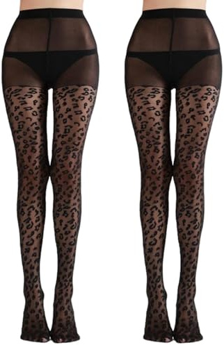 DUINIU 2 par låga prickiga strumpor, retro leopardtryck strumpbyxor, sexiga svarta strumpor, tunna damstrumpor, kläder med dekoration.