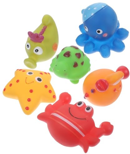 DECORNIJIA 6 pièces Lot de Jouets de Bain Garçon Fille Animaux Marins Flottants Jouets Éveil Sensoriel pour Garçon Fille Accessoires de Bain Colorés et Amusants pour Filles et Garçons