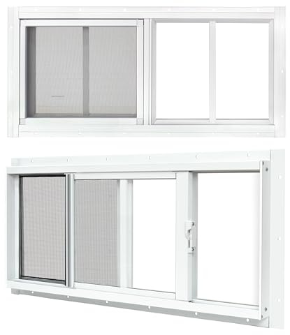 BOBIBAN Paquete de 2 ventanas para cobertizo, ventana corredera blanca de 25,4 x 45,7 cm (10 x 18), adecuada para gallinero, cobertizo, hogar, granero - Ventana de travesaño con vidrio templado y