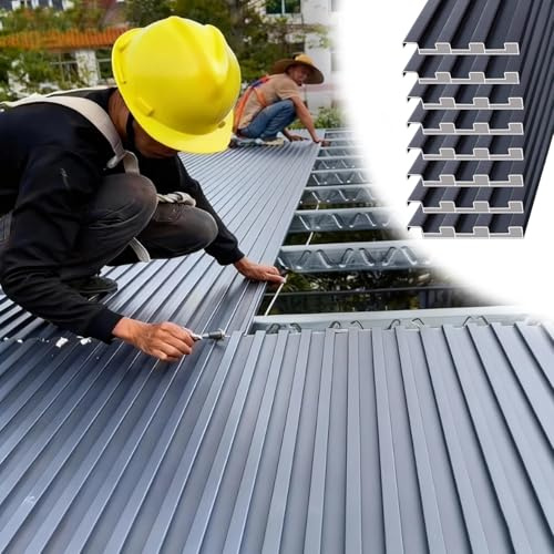 Roofing Sheets Polycarbonate Pergola Roof Panels, 1 2 5 8 10 Pcs Thickened Aluminum Roofing Sheets Top Cover, All-Weather Awning Roof Shingles/Cladding Board(8pcs,1.5m/4.9ft)