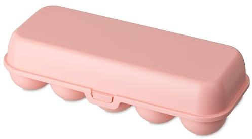 Koziol EGGS TO GO - Caja de huevos para 10 huevos, caja de almacenamiento con cierre de clip, contenedor de huevos para frigorífico, cartón de huevos de plástico, caja de almacenamiento de huevos