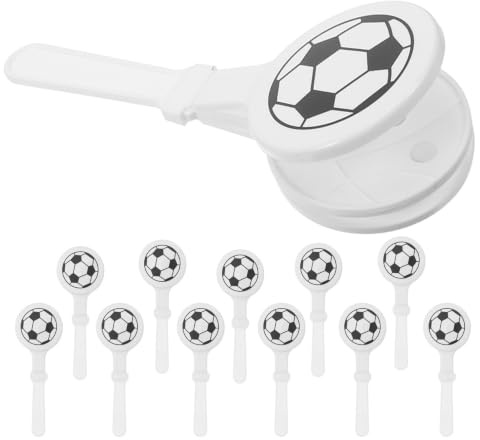 NIYANGLE Aplaudidores de Mano Forma de Balón de Fútbol para Eventos Deportivos y Fiestas Temáticas, Portátiles y Ruidosos, Paquete de 12 Piezas de Plástico