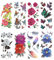 ULTNICE Colorful Floral Temporary Tattoo 8 Sheets 3D Rose and Peony Design Tattoo Easy to Apply and Long Lasting for Glow Parties and Celebrations