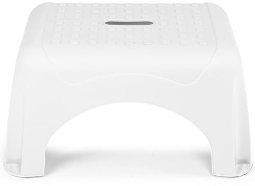 Ondis24 Tritthocker Waschbeckenhocker Step Stool mit bis zu 150 kg belastbar sehr sicherer Stand (Moon White)