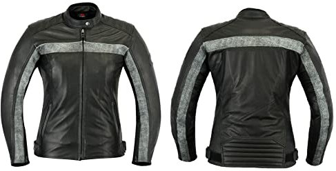 WinNet Giacca giubbotto da moto femminile donna in di pelle per custom o turismo (S)