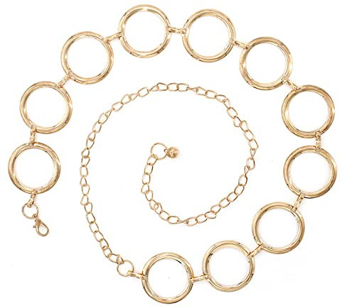 OYUEGE Frauen Taillenkette Gürtel Lange Quaste Kreis Taillenbänder Hüftschmuck Körperkette Metallglieder-Accessoire für Frauen und Mädchen, Farbe A, Einheitsgröße