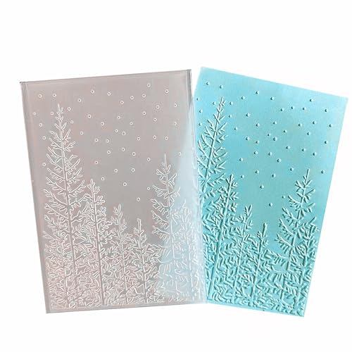 arriettycraft 3D-Prägeschablonen aus Kunststoff für Weihnachtskarten oder Tagebuch, Winterwald mit Schneefall, Prägeschablone für Geschenkanhänger, Papierbasteln, Heimdekoration