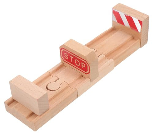 MUSISALY Holzeisenbahn Zubehör Für Kinder 3 Stück Konkaves Holzschienenspielzeug Mit Stoppern Langlebiges Sicheres Holzmaterial Für Eisenbahn Szene Und Bahn Layout