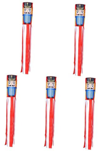BESPORTBLE 5piezas Windsock De Nutcracker Resistente Al Desgaste Para Decoración De Jardín y Fiestas Bandera Colgante Para Celebraciones Al Aire