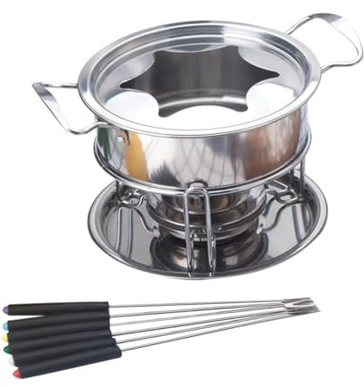 COLLBATH Chocolatera Eléctrica Juego De Fondue De 10 Piezas Cesta De Acero Inoxidable Set para Fondue De Chocolate Ideal para Principiantes y Expertos