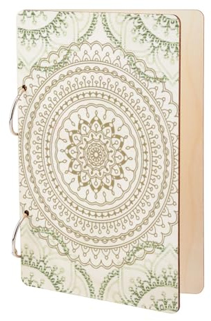 SUPERDANT Album Carte Postale en Bois Presentoir Carte Postale Mandala Livre à Motifs Mandala Presentoir Carte Postale Anniversaire Femme à 2 anneau Cadeau Rangement Photo